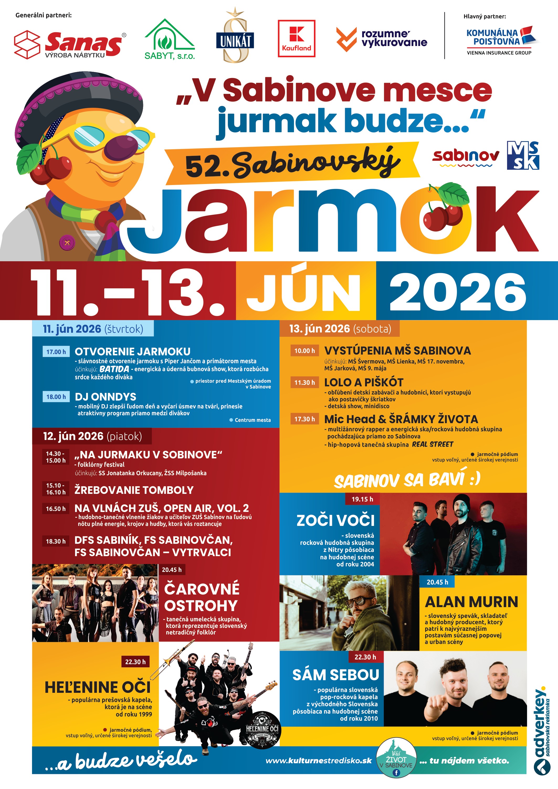 Program Sabinovský jarmok 2026